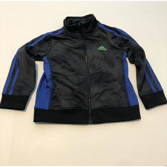 adidas Jackets Coats Baby Adidas Track Jacket Full Zip Size 3t Black With Blue And Green Details Poshmark